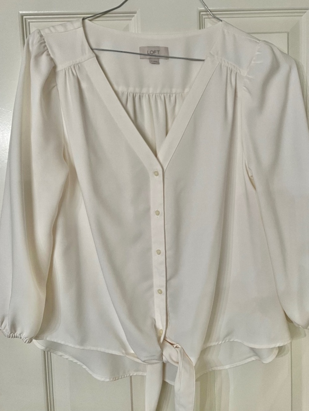LOFT White Tie Blouse
